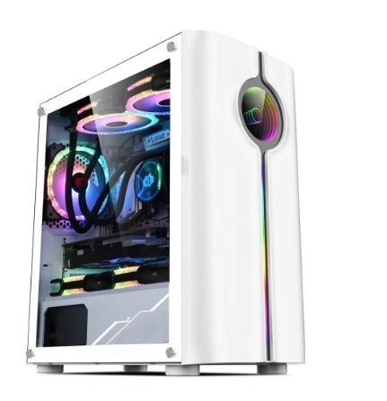 Pc Gaming Cafe - Gaming ATX PC-behuizing met RGB-spiegelpaneel, eenvoudig