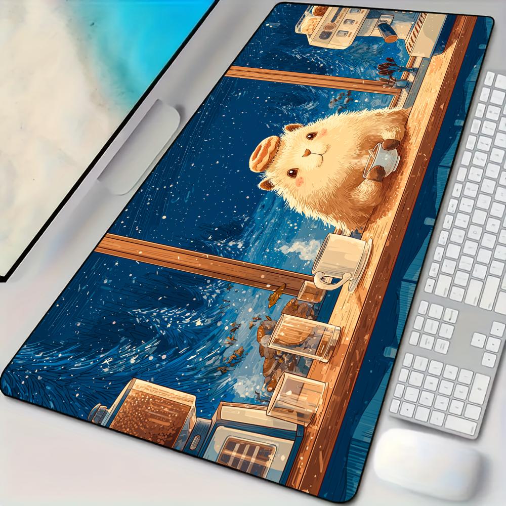 Pc Gaming Cafe - Winter Cafe en Capybara muismat bureaumat