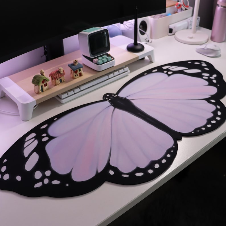 Lila Vlinder Bureaumat 90x40cm - Pc Gaming Kawaii recensie en prijs