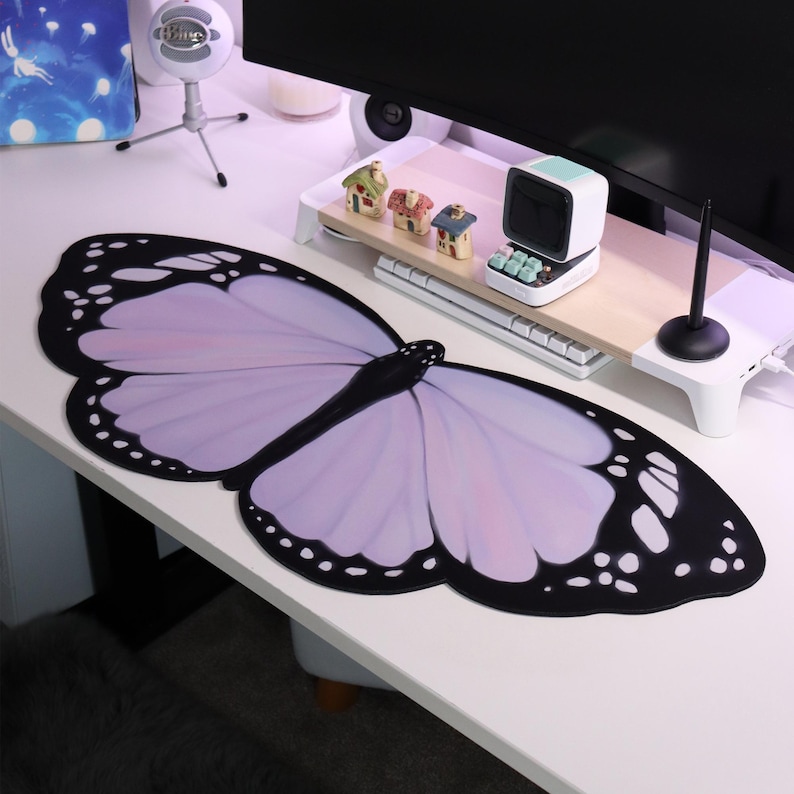 Lila Vlinder Bureaumat 90x40cm - Pc Gaming Kawaii recensie en prijs