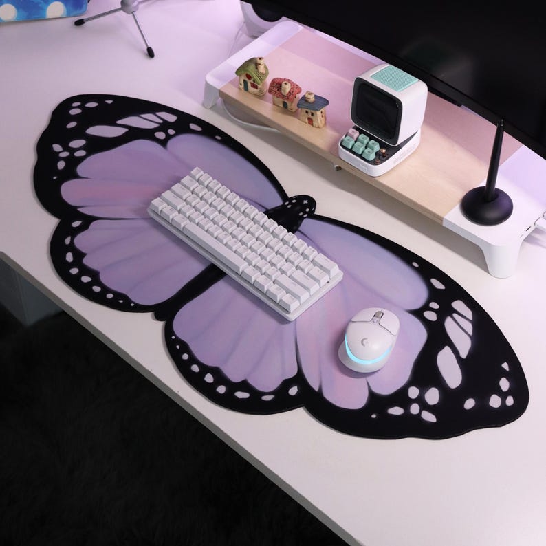Lila Vlinder Bureaumat 90x40cm - Pc Gaming Kawaii recensie en prijs