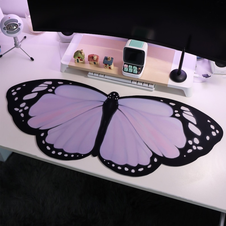 Lila Vlinder Bureaumat 90x40cm - Pc Gaming Kawaii recensie en prijs