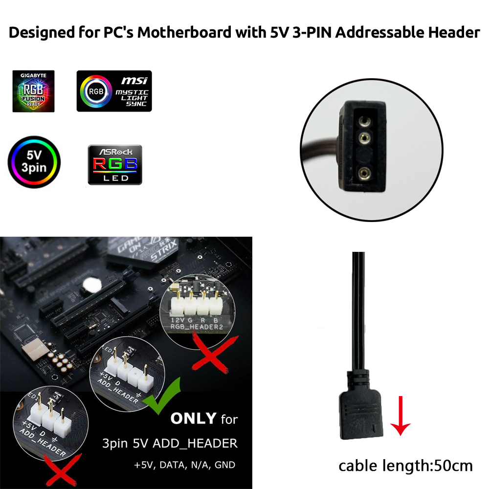 5V ARGB 3-pins header voor Asu - Pc Gaming Case recensie en prijs
