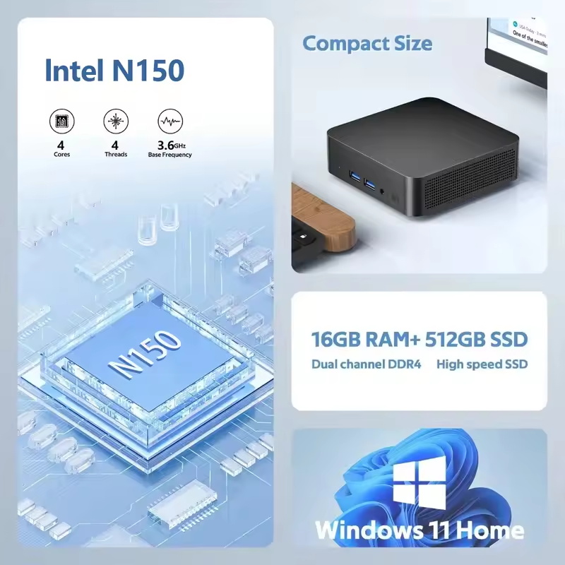 2026 Intel N150 Mini PC Draagb - Pc Gaming Jumbo recensie en prijs